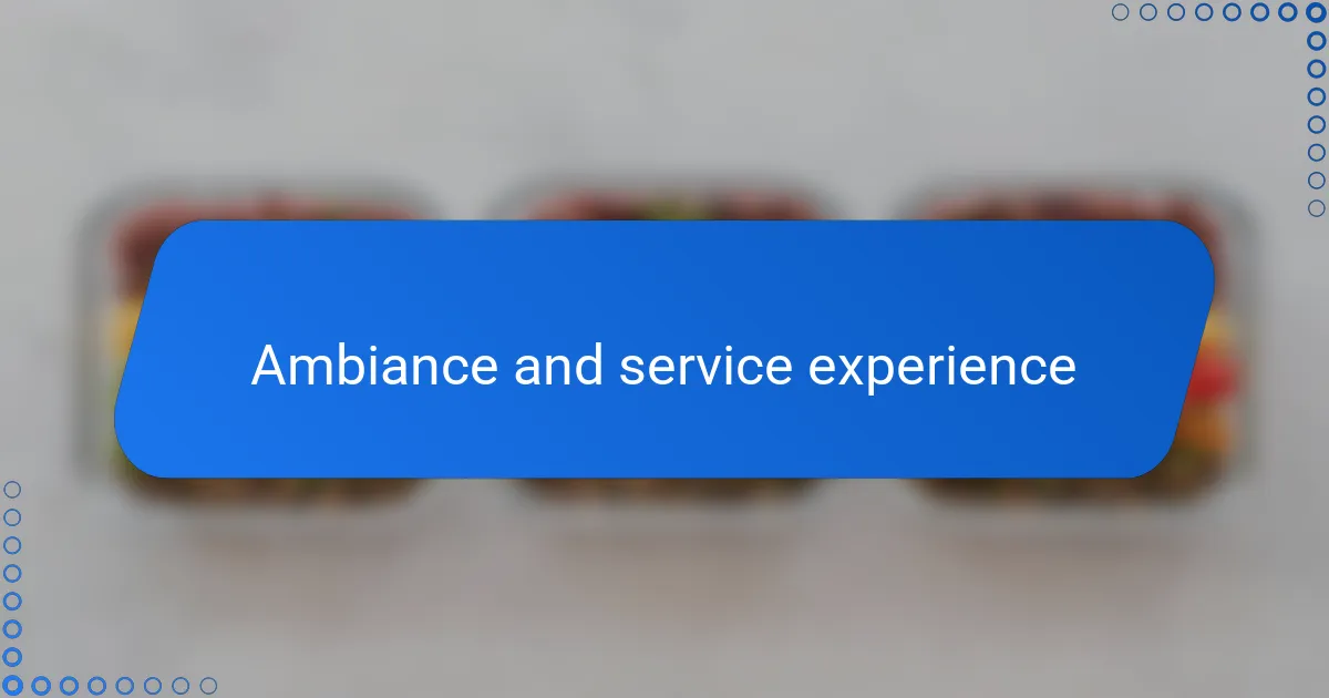 Ambiance and service experience