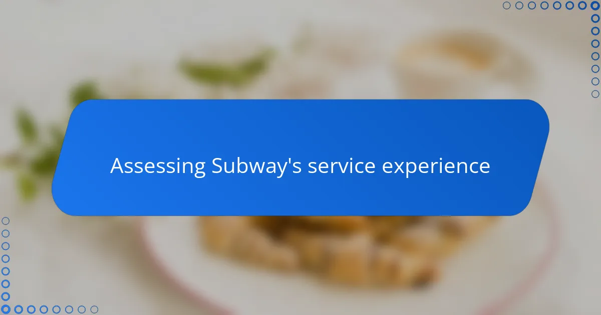 Assessing Subway's service experience