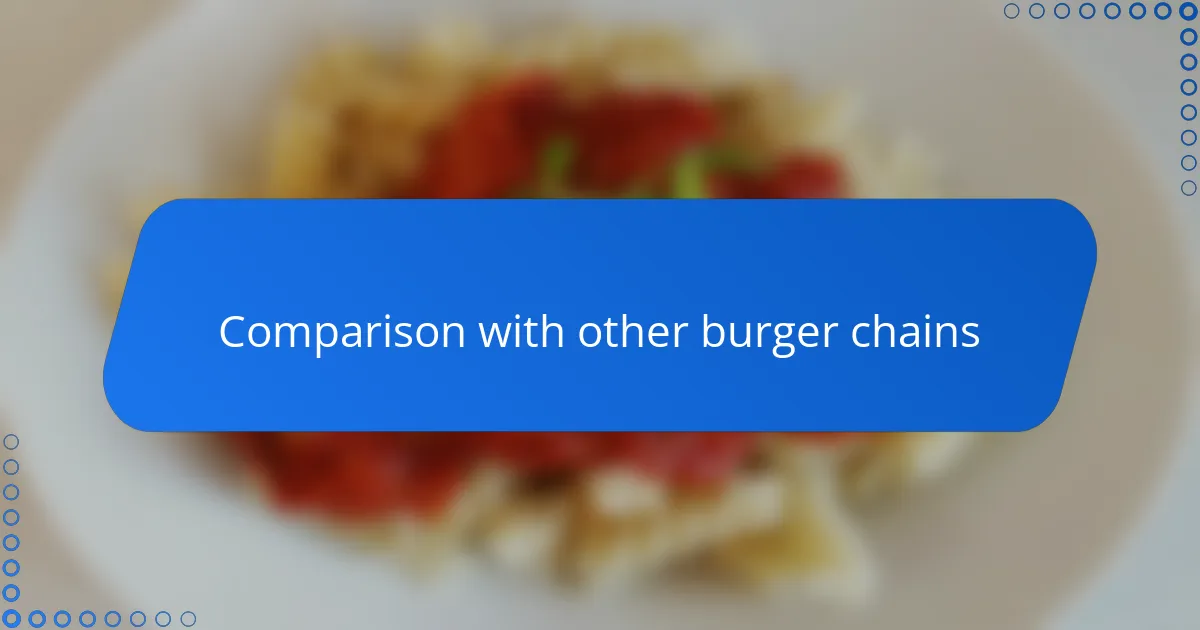 Comparison with other burger chains
