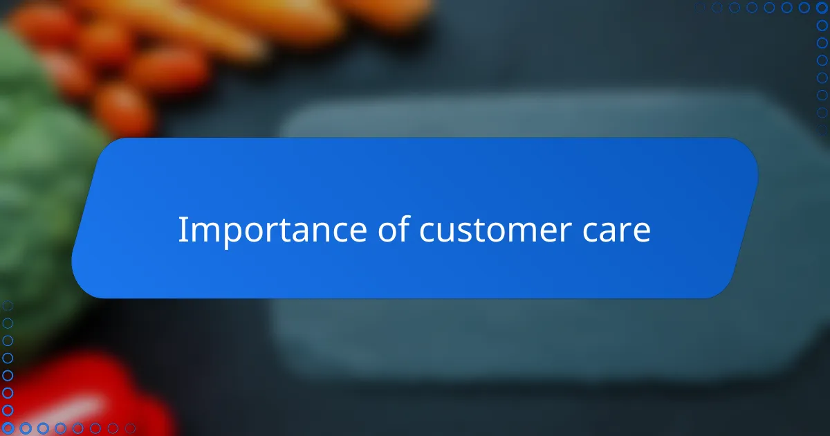 Importance of customer care