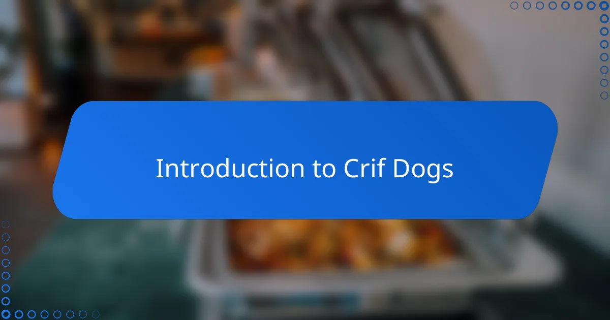 Introduction to Crif Dogs