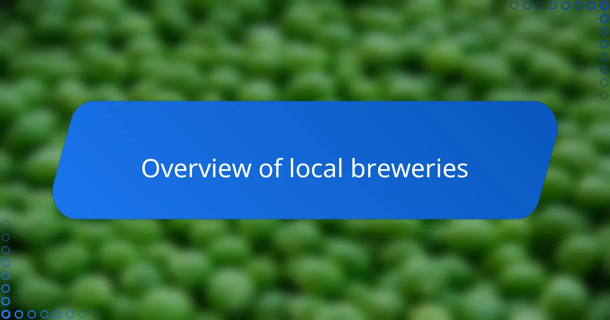 Overview of local breweries