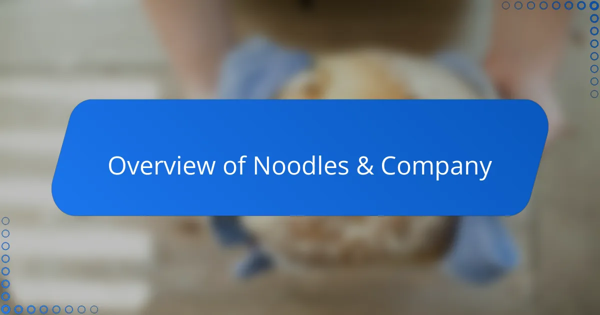 Overview of Noodles & Company