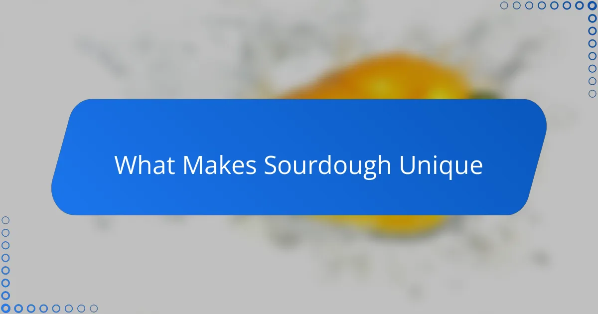What Makes Sourdough Unique